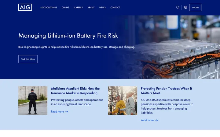 Screenshot of AIG UK